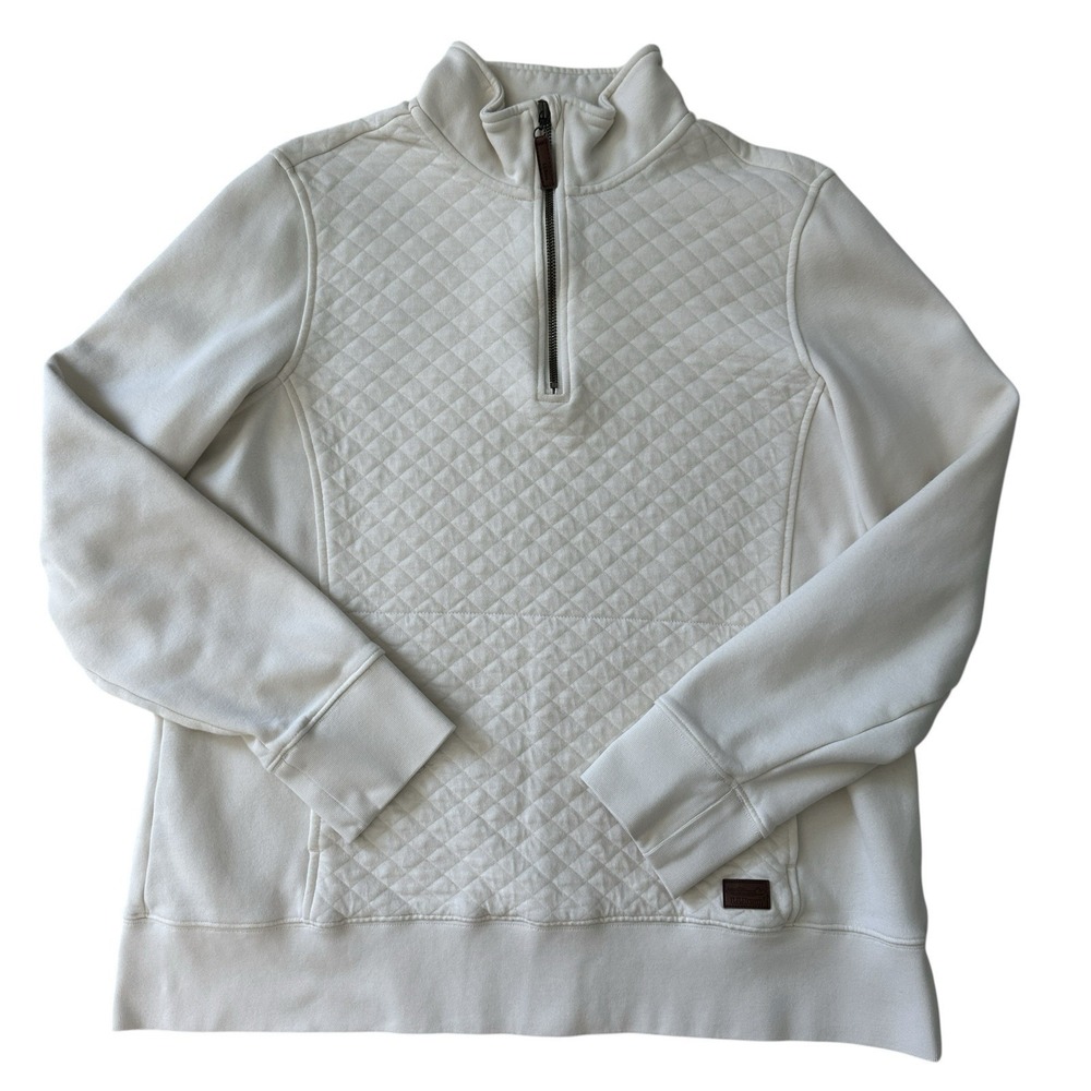 L.L.Bean Quilted Quarter Zip‎ Pullover Women's Medium Outdoor Classic Cream